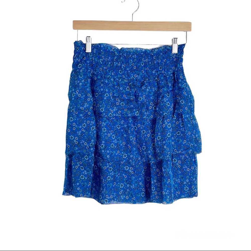 New Haute Hippie Floral Blue Mini Skirt Size 10